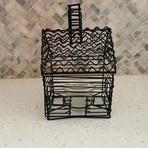 Vintage Cabin Primitive House Black Wire Candle Holder Homestead Cottage